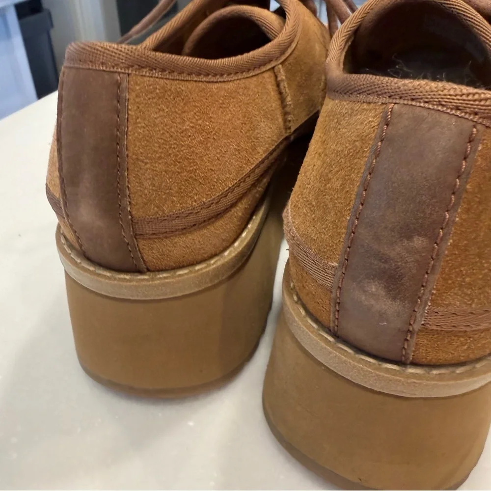 UGG CityFunc Platform Lace Up Loafers Suede Water Resist Women's Sz 8 NEW